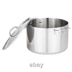 Culinary 3-Ply Stainless Steel Stock Pot, 12 Quart, Includes Metal Lid, Dishw