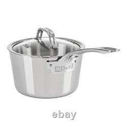 Culinary Contemporary 3-Ply Stainless Steel Saucepan, 2.4 Quart, Includes Gla