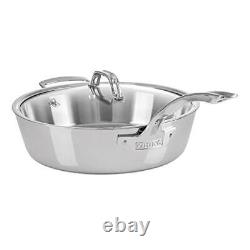 Culinary Contemporary 3-Ply Stainless Steel Sauté Pan, 4.8 Quart, Includes Gl