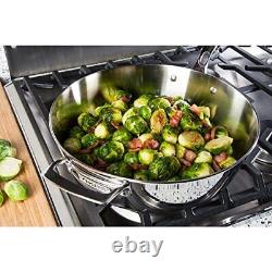 Culinary Contemporary 3-Ply Stainless Steel Sauté Pan, 4.8 Quart, Includes Gl