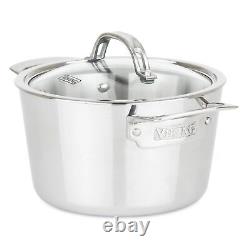 Culinary Contemporary 3-Ply Stainless Steel Soup Pot, 3.4 Quart, Includes Gla