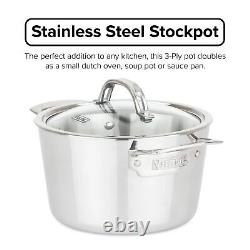 Culinary Contemporary 3-Ply Stainless Steel Soup Pot, 3.4 Quart, Includes Gla