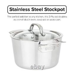 Culinary Contemporary 3-Ply Stainless Steel Soup Pot 3.4 Quart Includes Glass