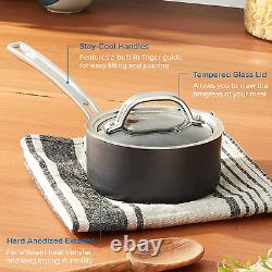 Culinary Hard Anodized Nonstick Saucepan, 1 Quart, Includes Glass Lid, Oven and