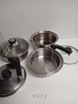Cutco 5 Ply Stainless Steel Aluminum Core 3 Quart Saucepan with Steamer Lids #Y1