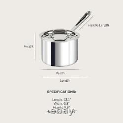 D3 2 Quart Stainless Steel Saucepan with Lid Tri-Ply Induction Safe Cookware