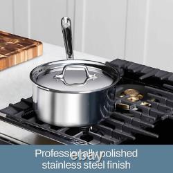 D3 2 Quart Stainless Steel Saucepan with Lid Tri-Ply Induction Safe Cookware
