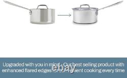 D3 2 Quart Stainless Steel Saucepan with Lid Tri-Ply Induction Safe Cookware