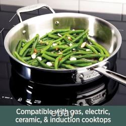 D5 5-Ply Brushed Stainless Steel Soup Pot 4 Quart Induction Oven Broiler Safe