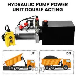 DC 12V 4-Quart High Flow Double-Acting Hydraulic Pump Power Unit Dump Trailer