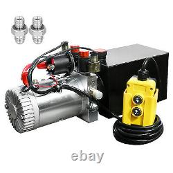 DC 12V 4-Quart High Flow Double-Acting Hydraulic Pump Power Unit Dump Trailer