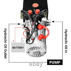 DC 12V 4-Quart High Flow Double-Acting Hydraulic Pump Power Unit Dump Trailer