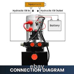 DC12V 6-Quart High Flow Double-Acting Hydraulic Pump Power Unit Dump Trailer