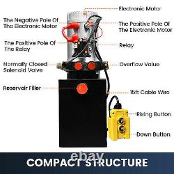 DC12V 6-Quart High Flow Double-Acting Hydraulic Pump Power Unit Dump Trailer