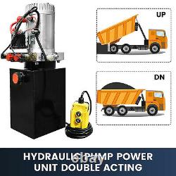 DC12V 6-Quart High Flow Double-Acting Hydraulic Pump Power Unit Dump Trailer