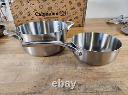 DEFECT 12 PIECE CALPHALON PREMIER Stainless Steel Skillet Cookware Set Lids