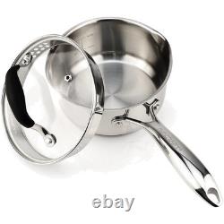 Durable 1.5 Quart Stainless Steel Pot with Shatterproof Lid for Safe Cooking