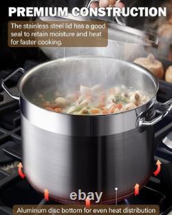 Durable 24 Quart Stainless Steel Stock Pot with Lid Multi-Stove Compatible