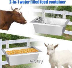 Durable 9 Quart Stainless Steel Hanging Feeder Troughs for Livestock 2 Pack