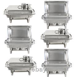 Durable Full Size 6 Pack of 8 Quart Stainless Steel Rectangular Chafing Dish