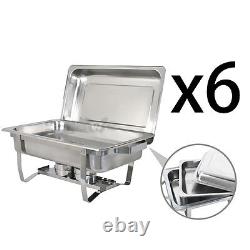 Durable Full Size 6 Pack of 8 Quart Stainless Steel Rectangular Chafing Dish