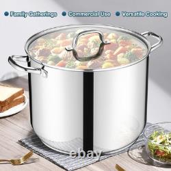 E-far 24-Quart Stainless Steel Stock Pot with Lid for Induction Cooktop