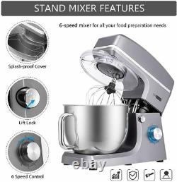 Electric Food Stand Countertop Mixer 7.5Quart 660W 6 Speed Stainless Steel Bowl