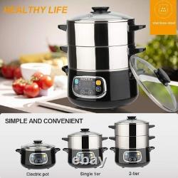 Electric Food Steamer 8.5 Quart Stainless Steel Double Tier Digital 1200W
