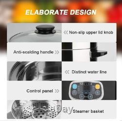 Electric Food Steamer 8.5 Quart Stainless Steel Double Tier Digital 1200W