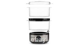 Electric Food Steamer Stackable Two-Tier Bowls, 5 Quart, Stainless Steel