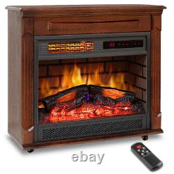 Electric Infrared Fireplace Heater Freestanding Quart Heater LED Flame 1500W