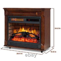 Electric Infrared Fireplace Heater Freestanding Quart Heater LED Flame 1500W