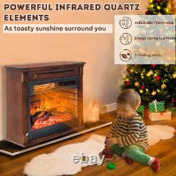 Electric Infrared Fireplace Heater Freestanding Quart Heater LED Flame 1500W