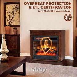 Electric Infrared Fireplace Heater Freestanding Quart Heater LED Flame 1500W