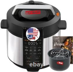 Electric Pressure Cooker 6 Quart Stainless Steel 9 in 1 Instant Multi Cooker NEW