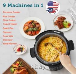 Electric Pressure Cooker 6 Quart Stainless Steel 9 in 1 Instant Multi Cooker NEW