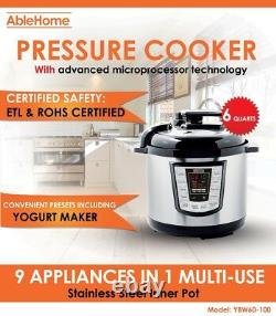 Electric Pressure Cooker Multi-function 6 Quarts 1000W Stainless Steel Yogurt UL