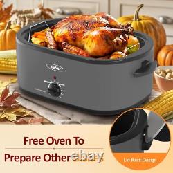 Electric Roaster 26 Quart Stainless Steel Large Capacity with Self-Basting Lid