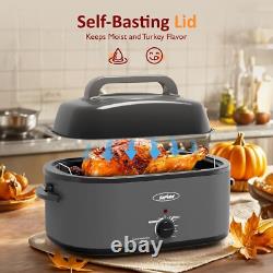 Electric Roaster 26 Quart Stainless Steel Large Capacity with Self-Basting Lid
