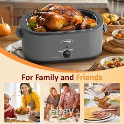 Electric Roaster 26 Quart Stainless Steel Large Capacity with Self-Basting Lid