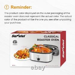 Electric Roaster 26 Quart Stainless Steel Large Capacity with Self-Basting Lid