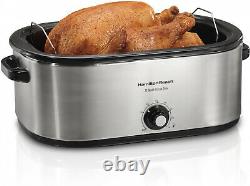 Electric Turkey Roaster Oven 22 Quart Lid Stainless Steel Roast Bake Cooker 28Lb