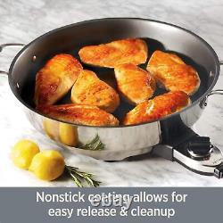 Electrics Stainless Steel and Nonstick Surface Skillet 7 Quart 1800 Watts T