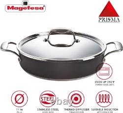 Elegant 4.5 Quart Stainless Steel Sauté Pan with Lid Perfect for All Stovetops