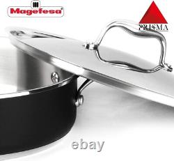 Elegant 4.5 Quart Stainless Steel Sauté Pan with Lid Perfect for All Stovetops