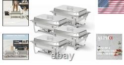 Elegant 4 Pack 8 Quart Stainless Steel Chafers Keeps Food Warm and Ready
