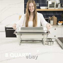 Elegant 4 Pack 8 Quart Stainless Steel Chafers Keeps Food Warm and Ready