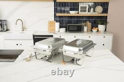 Elegant 4 Pack 8 Quart Stainless Steel Chafers Keeps Food Warm and Ready
