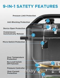 Elegant 8-Quart Stainless Steel Electric Pressure Cooker 12 Cooking Modes
