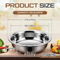 Extra Large 50 Quart Stainless Steel Mixing Bowls 2 Pack, Stackable Design
